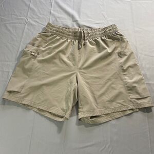 Apana 7" Pull On Cargo Shorts Poly/Spandex Outdoor Active Hiking Beige Men's Lg